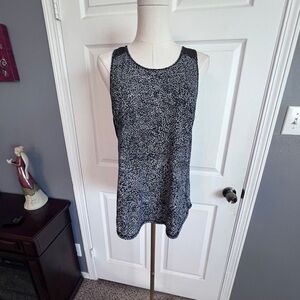 Black White Abstract Print Sleeveless Tank Top